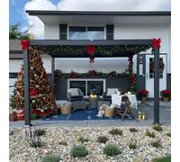 PURPLE LEAF Pergola Bioclimatica in Alluminio 3 x 3,65 m, Gazebo da Giardino Esterno Impermeabile con Lame Orientabili, Pergola Terrazza e Carport