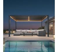 PURPLE LEAF Pergola Bioclimatica in Alluminio 3 x 4,25 m, Gazebo da Giardino Esterno Impermeabile con Lame Orientabili e LED, Pergola Terrazza e Carport