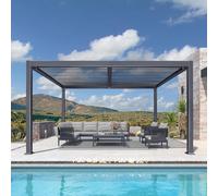PURPLE LEAF Pergola Bioclimatica in Alluminio 3 x 4,25 m, Gazebo da Giardino Esterno Impermeabile con Lame Orientabili, Pergola Giardino Esterno per Terrazza, Esterno e Carport, Grigio