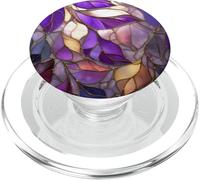 Purple Leaves Stained Glass Aesthetic Botanical Girly PopSockets PopGrip per MagSafe