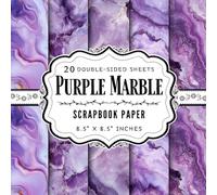Purple Marble Scrapbook Paper: 20 Double Sided Sheets | 5 Stone Inspired Designs for Crafting Projects, Collage, Junk Journals, Origami, & More | Premium Color, 8.5" x 8.5"