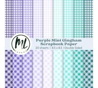 Purple Mint Gingham Scrapbook Paper: Ocean Plaids Collage Papers, Mermaid Theme Craft Paper for DIY Card Making, Scrapbooking, Junk Journaling, Mixed ... Arts and Crafts for Kids, 8.5 x 8.5 inch