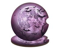 Purple Moon - Confezione da 2 sottobicchieri universali antiscivolo con base in sughero e intaglio per le dita, accessori per auto per donne e uomini