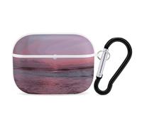 Purple Moon Custodia per AirPod Pro, cover rigida antigraffio in policarbonato con portachiavi, accessorio per AirPod Pro 2°/1° custodia per donne e uomini, stile bianco