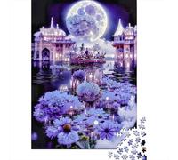 Purple Moonlit Palace Puzzle in Pezzi Ethereal Nightscape 1000 Pezzi Carta Riciclata Per Donne, Regali Per Uomini Puzzle Estremamente Difficile E Stimolante 70x50cm/1000pcs