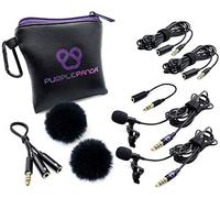 Purple Panda Dual Interview - Kit microfono lavalier da bavero (2 pezzi) per podcast, microfono professionale omnidirezionale con clip, compatibile con iPhone, Android, fotocamera DSLR, Samsung, Zoom,