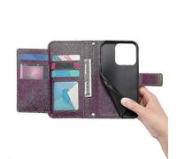 (Purple) Phone Case for Honor 400 Smart 5G / 400 Smart 4G / X7d 4G / X7d 5G, Floral Leaf Pattern Multi Card Slots Zipper Wallet Protective Cover
