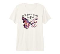Purple & Pink Butterfly Christian with Brave Wings She Flies Maglietta Premium