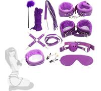 Purple Plush Line Set da dieci pezzi in pelle per giochi da uomo e da donna
