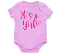 Purple Print House It's A Girl Babygrow, Baby Gender Reveal Party Gift, Cute Baby Annuncio Outfit, Mummia e Papà per essere neonato, idea regalo per bambini, rosa chiaro, 2 mesi