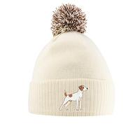 Purple Print House Jack Russell Bobble Hat - Jack Russell Terrier Beanie Hat con Bobble - Natale Jack Russell Amante dei cani Idea regalo per uomini e donne bambini, Bianco/Moka, Taglia unica