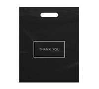 Purple Q Crafts Sacchetti per la spesa in plastica fustellati con logo Thank You, 30,5 x 38,1 cm, con manici, confezione da 100 pezzi per merce, regali, fiere e altro ancora