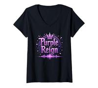 Purple Reign: Avventura Reale per Ragazzi Maglietta con Collo a V, Donna, Nero, XL