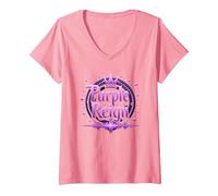 Purple Reign: Avventura Reale per Ragazzi Maglietta con Collo a V, Donna, Rosa, XL