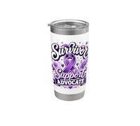 Purple Ribbon Survivor Support Advocate Bicchiere termico in acciaio inox doppia parete