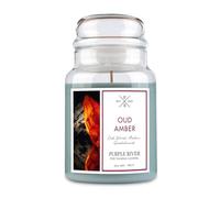 Purple River grande candela profumata in barattolo con coperchio, Oud & Amber, candela profumata fresca, lunga durata (140 h) | candela profumata cera di soia | candele grigio (623 g)