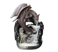 Purple Sand Wing Dragon Backflow Incense Burner Creative Ceramic Castle Reflow Smoke Incense Holder Stick Decoration Crafts (Black) (A)