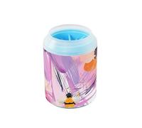 Purple Splashes Floral and Bees, spazzola portatile per la pulizia del cane e massaggiatore, in morbido silicone, kit per la pulizia degli animali domestici, per cani e gatti di taglia piccola e media