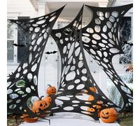 Purple Star 1 x 12 m Halloween ragnatele - ragnatele elastiche per Halloween - ragnatele super elastiche - grande rete di manzo fai da te - con 40 ragni falsi, 24 pipistrelli, 12 picchetti da terra