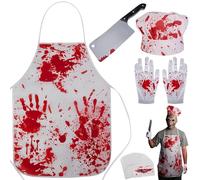 Purple Star Costume da macellaio, per adulti, per Halloween, grembiule insanguinato, guanti, cerchietti, coltello da chef, adesivi per feste in costume di Halloween, Set-a, Teenager/Adult
