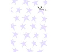 Purple Stars and Kitty Notebook: 7x10, 80 pages, Black and white interior