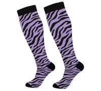Purple Tiger Stripes Calze Compressione Traspiranti Calze A Compressione Calzini Alti Sono Per Trekking Vene Varicose Edema Circolazione 1 Paio 50Cm