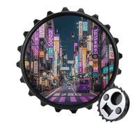 Purple Tokyo Streets - Apribottiglie magnetico, strumento da cucina salvaspazio, divertente apribottiglie e magnete per frigorifero, per campeggio, viaggi, campeggio, colore: nero