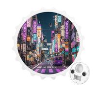 Purple Tokyo Streets - Apribottiglie magnetico, strumento da cucina salvaspazio, divertente apribottiglie e magnete per frigorifero, per campeggio, viaggi, campeggio, stile bianco