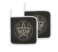 Purple Triple Moon Witch Goddess Wiccan Pentagram Pentacle 2 Pack Pot Holders for Kitchen Heat Resistant Oven Hot Pads for Cooking Baking
