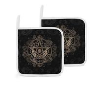 Purple Triple Moon Witch Goddess Wiccan Pentagram Pentacle 2 Pack Pot Holders for Kitchen Heat Resistant Oven Hot Pads for Cooking Baking