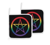 Purple Triple Moon Witch Goddess Wiccan Pentagram Pentacle 2 Pack Pot Holders for Kitchen Heat Resistant Oven Hot Pads for Cooking Baking