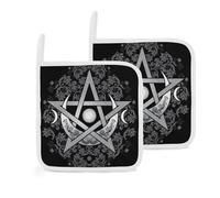 Purple Triple Moon Witch Goddess Wiccan Pentagram Pentacle 2 Pack Pot Holders for Kitchen Heat Resistant Oven Hot Pads for Cooking Baking