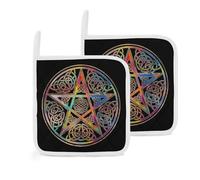 Purple Triple Moon Witch Goddess Wiccan Pentagram Pentacle 2 Pack Pot Holders for Kitchen Heat Resistant Oven Hot Pads for Cooking Baking