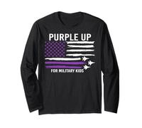 Purple Up For Military Kids Flag Military Child Month Maglia a Manica