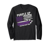 Purple Up For Military Kids Flag Military Child Month Maglia a Manica
