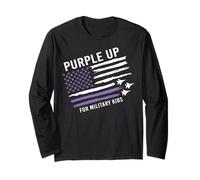 Purple Up For Military Kids Flag Military Child Month Maglia a Manica