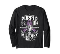 Purple Up For Military Kids Military Child Air Fighter Jet Maglia a Manica