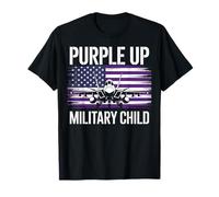 Purple Up For Military Kids Month Jet Fighter Military Air Maglietta
