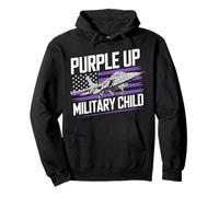 Purple Up For Military Kids Month Military Fighter Air Jet Felpa con Cappuccio