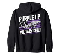 Purple Up For Military Kids Month Military Fighter Air Jet Felpa con Cappuccio