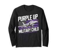 Purple Up For Military Kids Month Military Fighter Air Jet Maglia a Manica