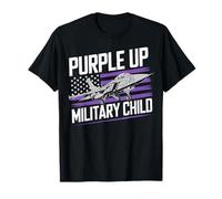 Purple Up For Military Kids Month Military Fighter Air Jet Maglietta