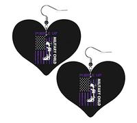 Purple Up Military Kids Military Child Month Orecchini in pelle per le donne Ciondolano l'orecchino con pendente a goccia con gancio Regali per ragazza adulta