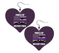 Purple Up Military Kids Military Child Month Orecchini in pelle per le donne Ciondolano l'orecchino con pendente a goccia con gancio Regali per ragazza adulta