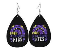 Purple Up Military Kids Military Child Month Orecchini in pelle per le donne Ciondolano l'orecchino con pendente a goccia con gancio Regali per ragazza adulta