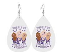 Purple Up Military Kids Military Child Month Orecchini in pelle per le donne Ciondolano l'orecchino con pendente a goccia con gancio Regali per ragazza adulta