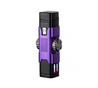 (Purple)Windproof Double Arc Lighter with Colorful Led Light for Lighter Lover
