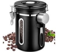 Purpledi 1.8L Barattolo Caffè Ermetico, Barattolo per caffè,Contenitore caffè Acciaio Inox,Lattina di caffè sottovuoto, con Un Quadrante della Data e Cucchiaio per Conservare Il caffè Fresco