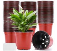 Purpledi 100 Pezzi Vasi Plastica per Piante, Vasetti per Piantine 10 cm di Diametro, mini Vaso Piante Leggeri, Vasi Plastica con 8 Foro di Drenaggio, per Trapianto, Semina, Trapianto, Talee