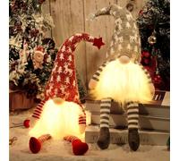 Purpledi 2 pezzi decorazione natalizia con luce LED, gnomo di Natale, statuette in peluche con accessori per gnomo, statuetta natalizia per decorazioni natalizie per interni